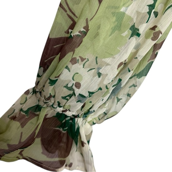 ASOS Curve Floral Maxi Dress Green Deep V Neck Lace Up Back 22 - Picture 7 of 14